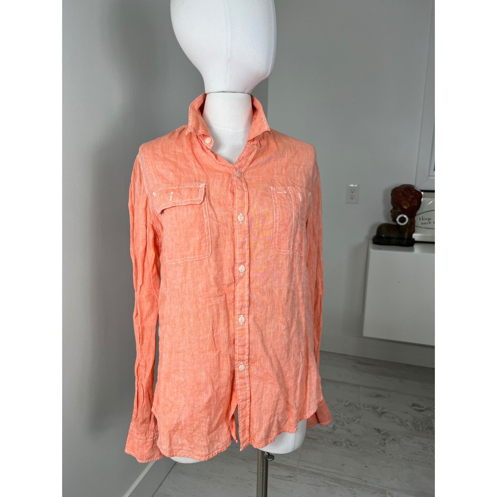 Ralph Lauren 100%‎ Linen Button Down Shirt Women's Size L